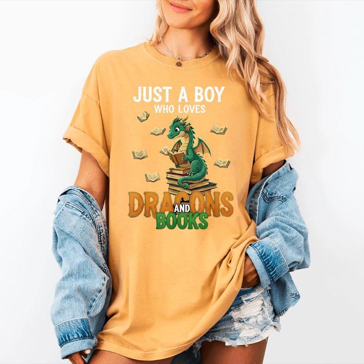 Just a Boy Who Loves Dragons And Books Reading Dragon Women's Comfort Colors T-Shirt