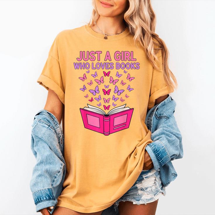 Just A Girl Who Loves Books Butterflies Reading Women's Comfort Colors T-Shirt Just A Girl Who Loves Books Butterflies Reading Women's Comfort Colors T-Shirt