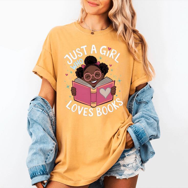 Just A Girl Who Loves Books Cute African American Afro Women's Comfort Colors T-Shirt