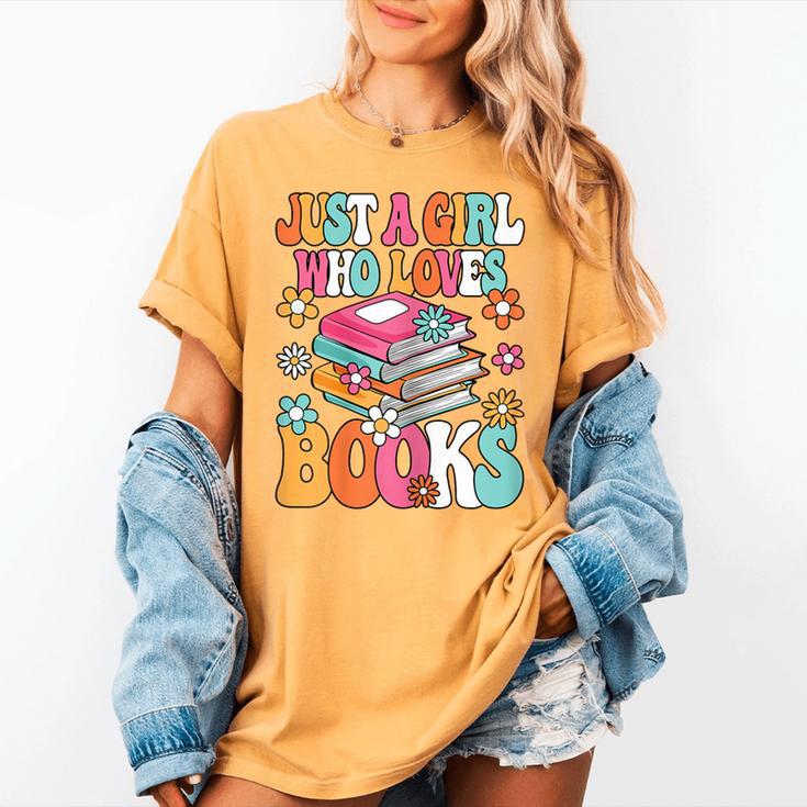 Just A Girl Who Loves Books Reading Cute Bookworm Girls Kids Women's Comfort Colors T-Shirt