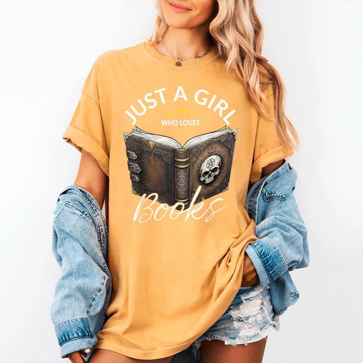 Just A Girl Who Loves Books Witchcraft Spell Book Halloween Women's Comfort Colors T-Shirt
