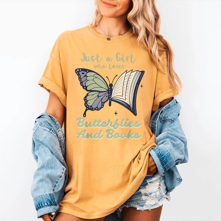 Just a Girl Who Loves Butterflies And Books Butterfly Women's Comfort Colors T-Shirt