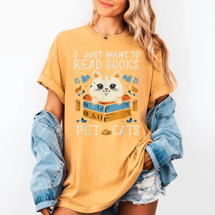 I Just Want To Read Books And Pet Cats Introvert Women's Comfort Colors T-Shirt