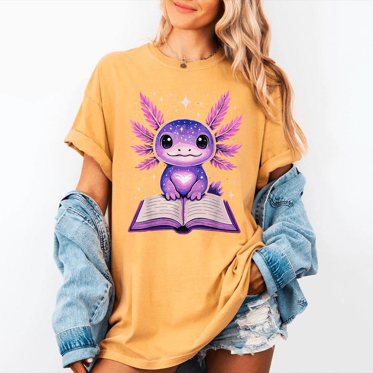 Kawaii Axolotl Cute Axolotls Reading Book Women's Comfort Colors T-Shirt Kawaii Axolotl Cute Axolotls Reading Book Women's Comfort Colors T-Shirt