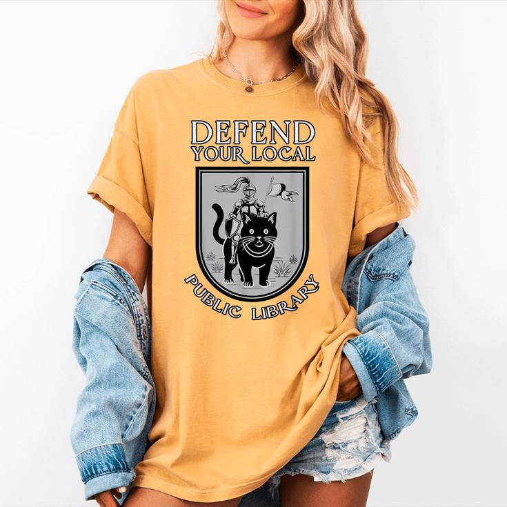 Knight Cat Defend Your Public Library Book Lover Women's Comfort Colors T-Shirt