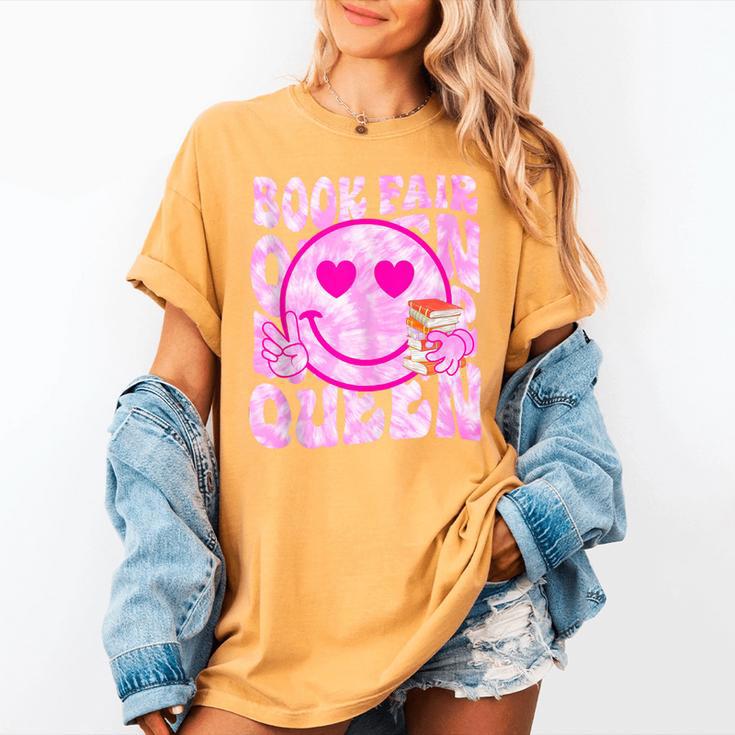 Library Book Fair Queen Vibe Groovy Tie Dye School Reading Women's Comfort Colors T-Shirt