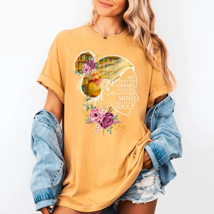 And Into The Library She Goes Book Lover Reading Bookworm Women's Comfort Colors T-Shirt And Into The Library She Goes Book Lover Reading Bookworm Women's Comfort Colors T-Shirt