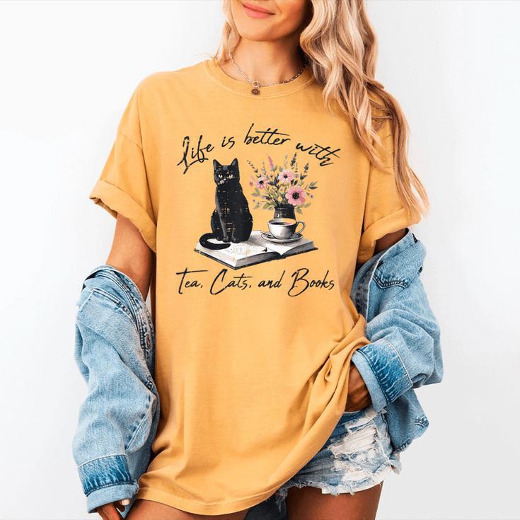 Life Better With 2 Cats Books Kitten Kitty Women Girls Kids Women's Comfort Colors T-Shirt