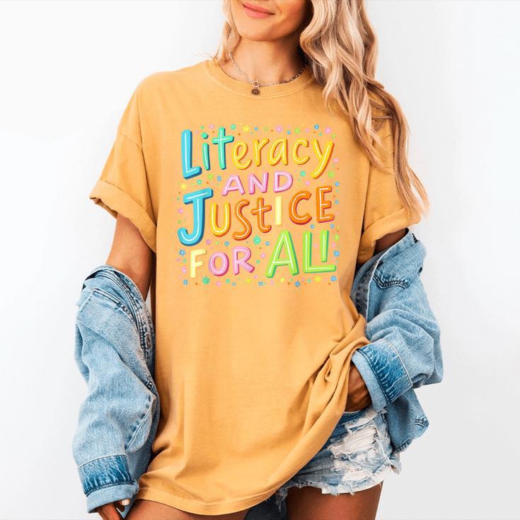 Literacy And Justice For All Protect Banned Books Library Women's Comfort Colors T-Shirt