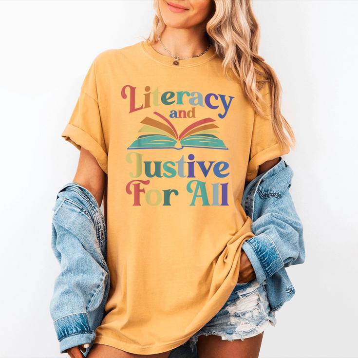 Literacy Justice For All Stop Book Banning Protect Librarian Women's Comfort Colors T-Shirt