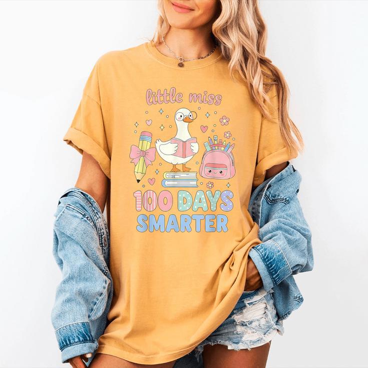 Little Miss 100 Days Smarter Cute Goose Reading Books Girls Women's Comfort Colors T-Shirt Little Miss 100 Days Smarter Cute Goose Reading Books Girls Women's Comfort Colors T-Shirt