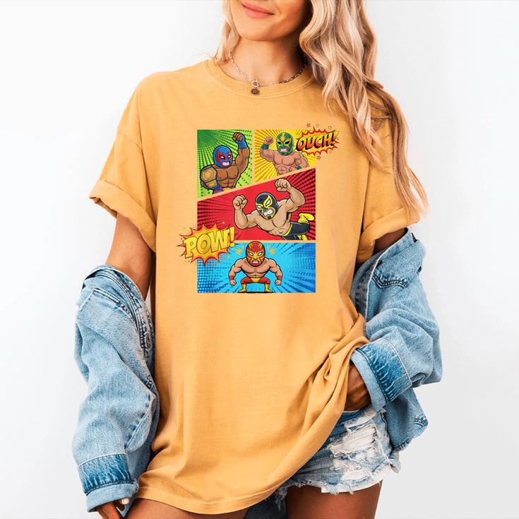 Lucha Libre Comic Book Mexican Wrestling Cartoon Wrestler Women's Comfort Colors T-Shirt