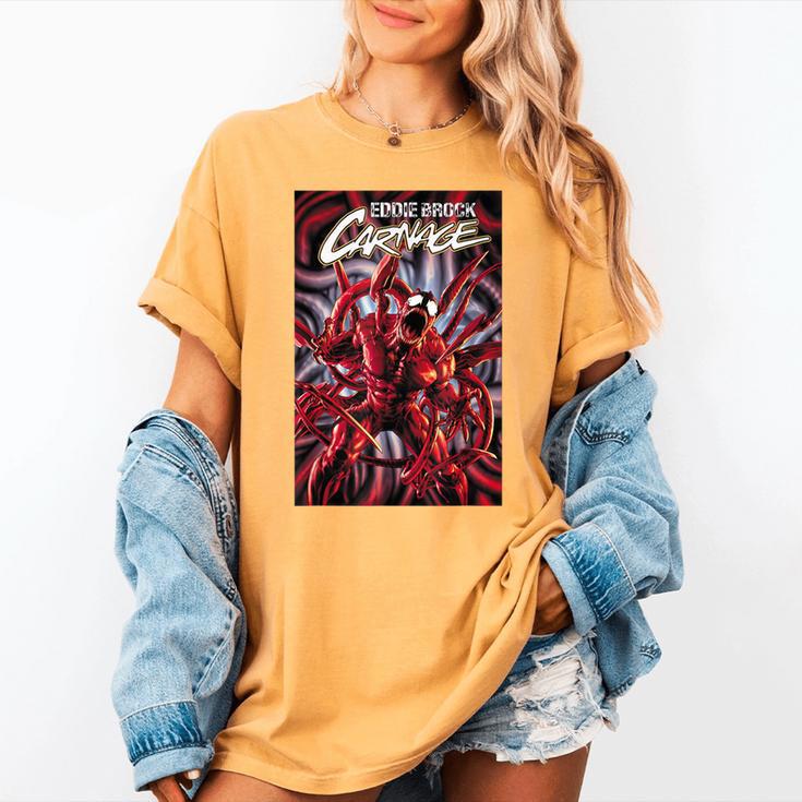 Marvel Spider-Man Eddie Brock Carnage Comic Book Cover Women's Comfort Colors T-Shirt