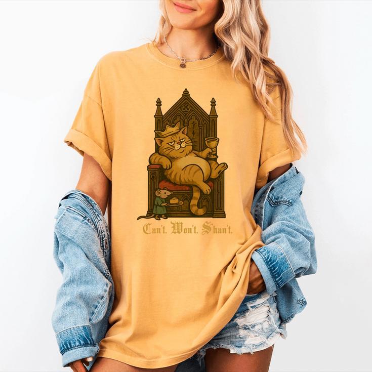 Medieval Cat Sarcastic Queen Lazy King Introvert Kitty Women's Comfort Colors T-Shirt