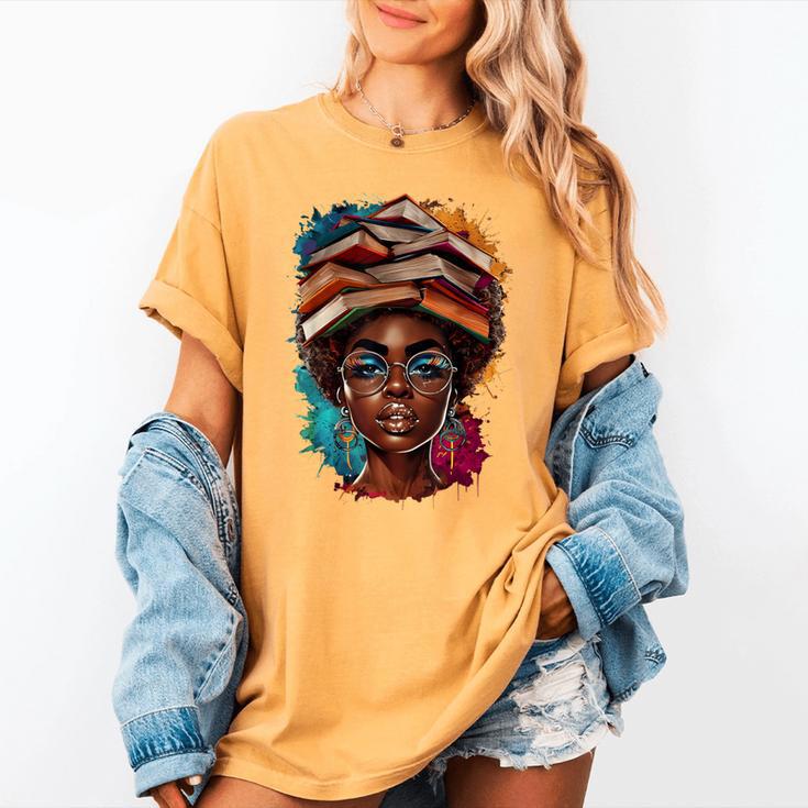 Melanin Girl Afro Book Lover Librarian Teacher Student Women's Comfort Colors T-Shirt Melanin Girl Afro Book Lover Librarian Teacher Student Women's Comfort Colors T-Shirt
