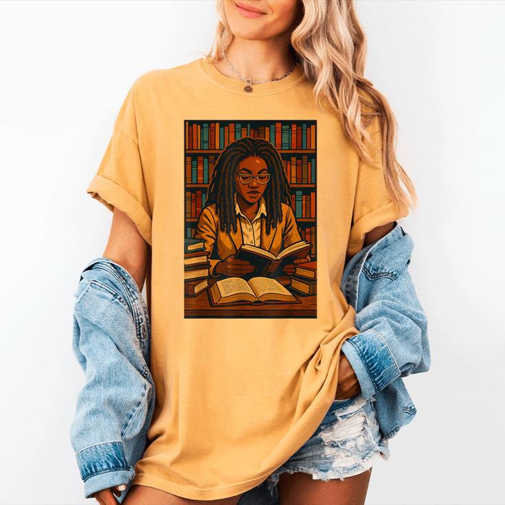 Melanin Girl Locs Book Lover Librarian Teacher Student Women's Comfort Colors T-Shirt