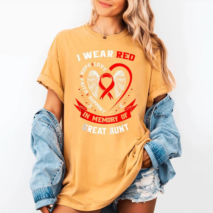 In Memory Of Great Aunt Heart Disease American Heart Month Women's Comfort Colors T-Shirt In Memory Of Great Aunt Heart Disease American Heart Month Women's Comfort Colors T-Shirt