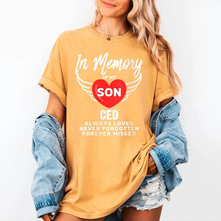 In Memory Of Son Ced Customized Personalized Memorial Women's Comfort Colors T-Shirt