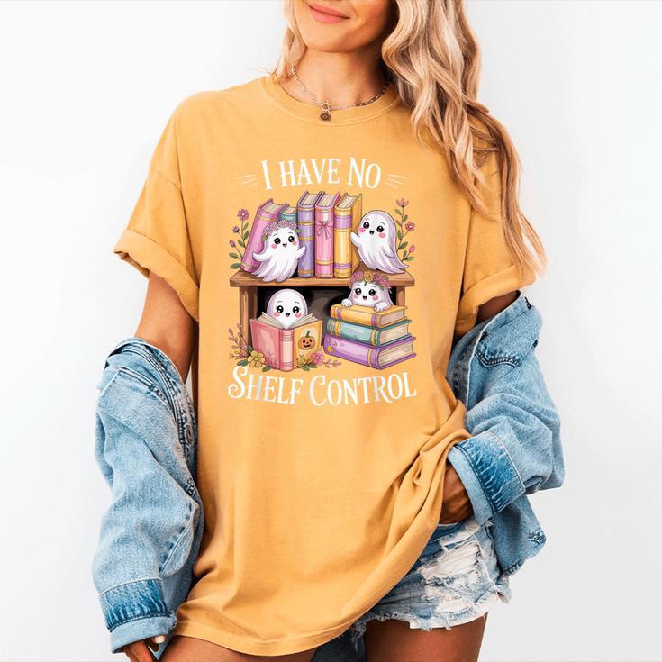 I Have No Shelf Control Ghost Reading Books Pun Women's Comfort Colors T-Shirt