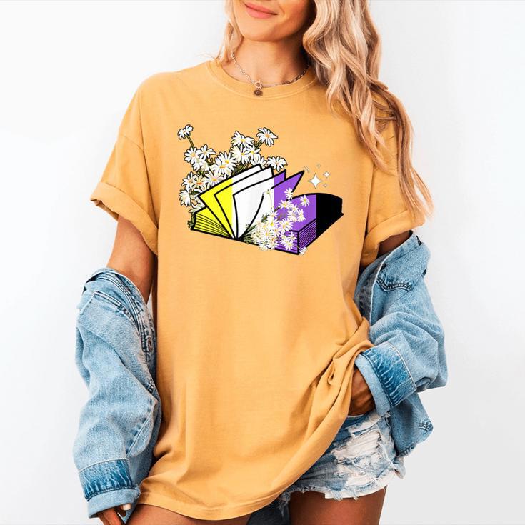 Non-Binary Book Lover Nonbinary Daisy LGBT Reading Pride Women's Comfort Colors T-Shirt Non-Binary Book Lover Nonbinary Daisy LGBT Reading Pride Women's Comfort Colors T-Shirt