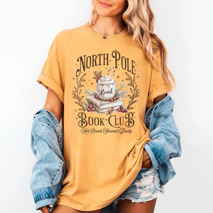 North Pole Readers Club Bookish Xmas Santa Book Reading Women's Comfort Colors T-Shirt