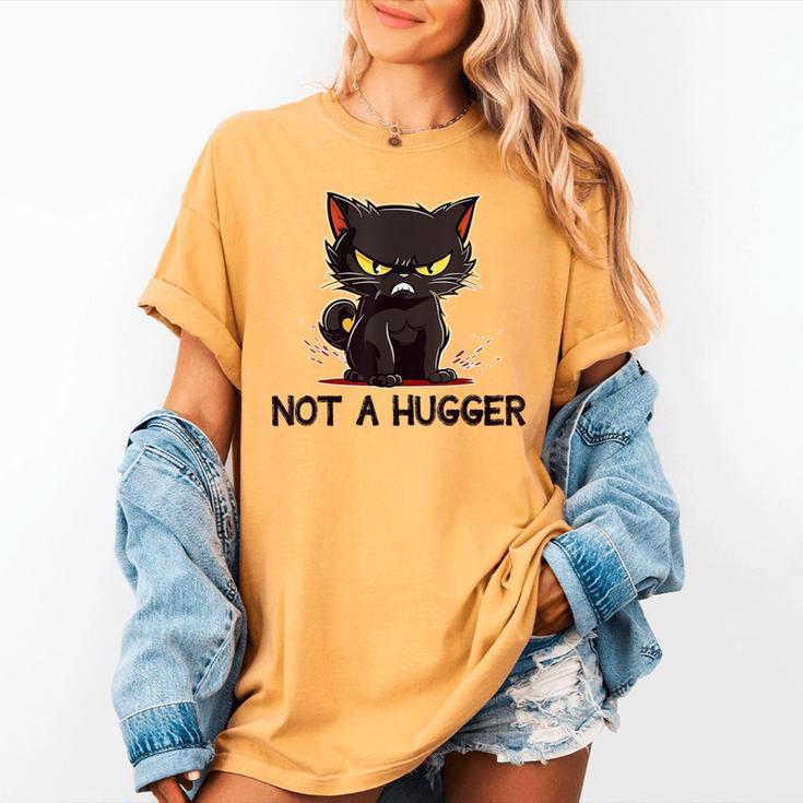 Not A Hugger Tee Angry Cat Sarcastic Cute Introvert Women's Comfort Colors T-Shirt