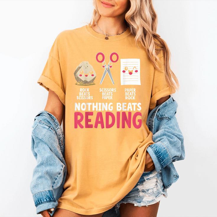 Nothing Beats Reading Rock Paper Scissors Book Lover Library Women's Comfort Colors T-Shirt