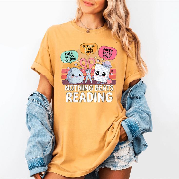 Nothing Beats Reading Rock Paper Scissors Books Lover Women's Comfort Colors T-Shirt
