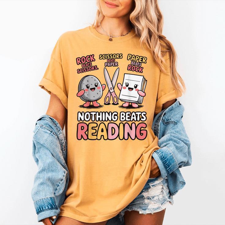 Nothing Goes Beyond Reading Rock Paper Scissors Book Women's Comfort Colors T-Shirt