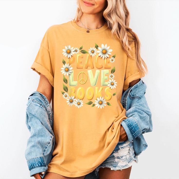 Peace Love Books Librarian Teacher Life Book Library Women's Comfort Colors T-Shirt Peace Love Books Librarian Teacher Life Book Library Women's Comfort Colors T-Shirt