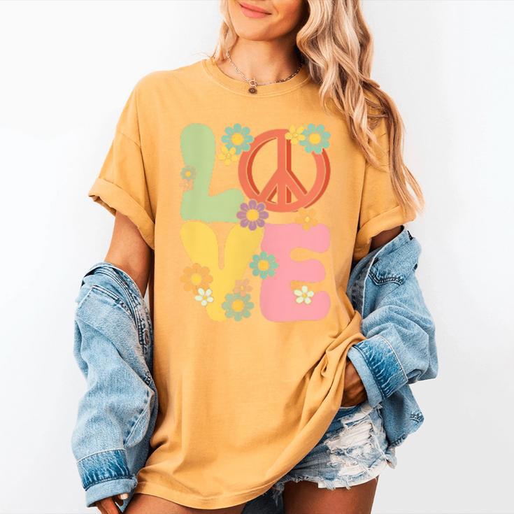 Peace Sign Love Groovy Vibes Costume Nostalgia 1980s Fashion Women's Comfort Colors T-Shirt
