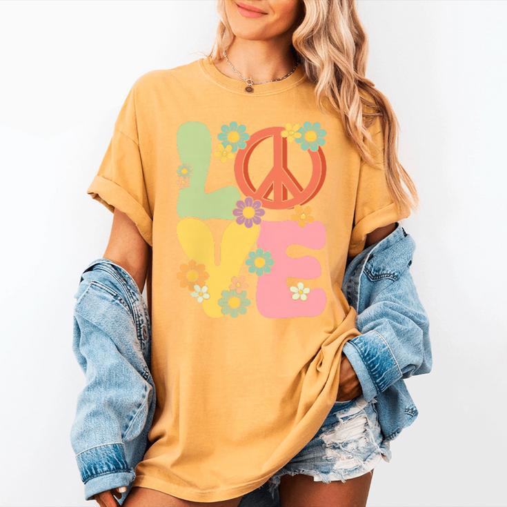 Peace Sign Love Groovy Vibes Costume Nostalgia 1980s Fashion Women's Comfort Colors T-Shirt