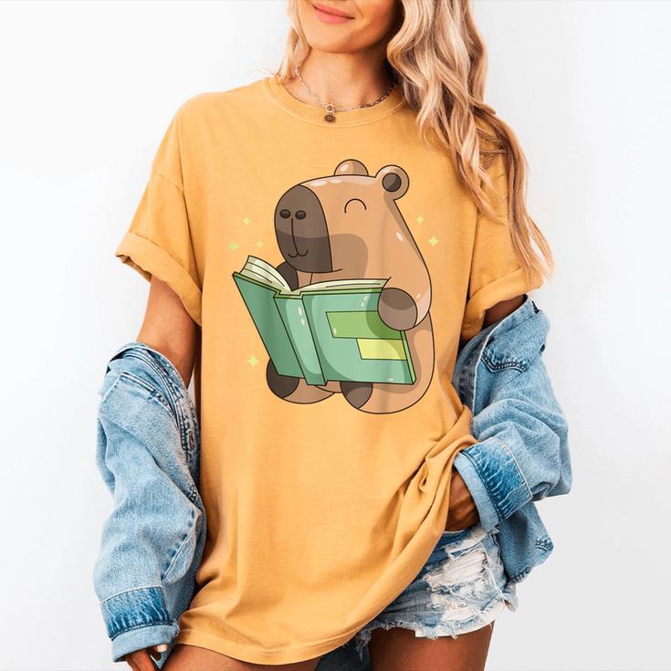 Pet Capybara Is Reading Library Capy Word Book Day Teacher Men Women Kids Women's Comfort Colors T-Shirt Pet Capybara Is Reading Library Capy Word Book Day Teacher Men Women Kids Women's Comfort Colors T-Shirt