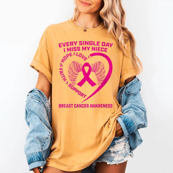 Pink Ribbon In Memory Of My Niece Breast Cancer Awareness Women's Comfort Colors T-Shirt Pink Ribbon In Memory Of My Niece Breast Cancer Awareness Women's Comfort Colors T-Shirt