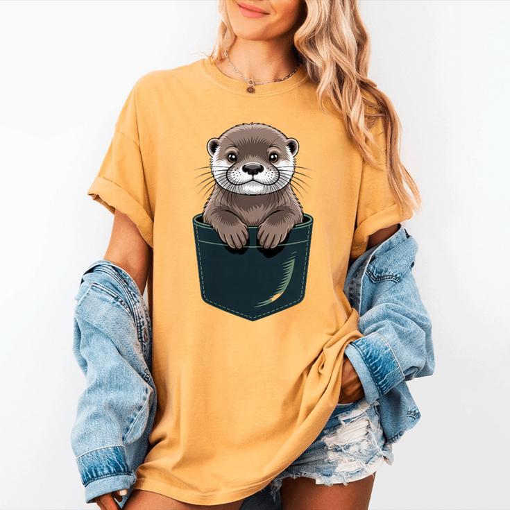 Pocket Otter Lover Introvert Cute Animal Fun Surprise Women's Comfort Colors T-Shirt