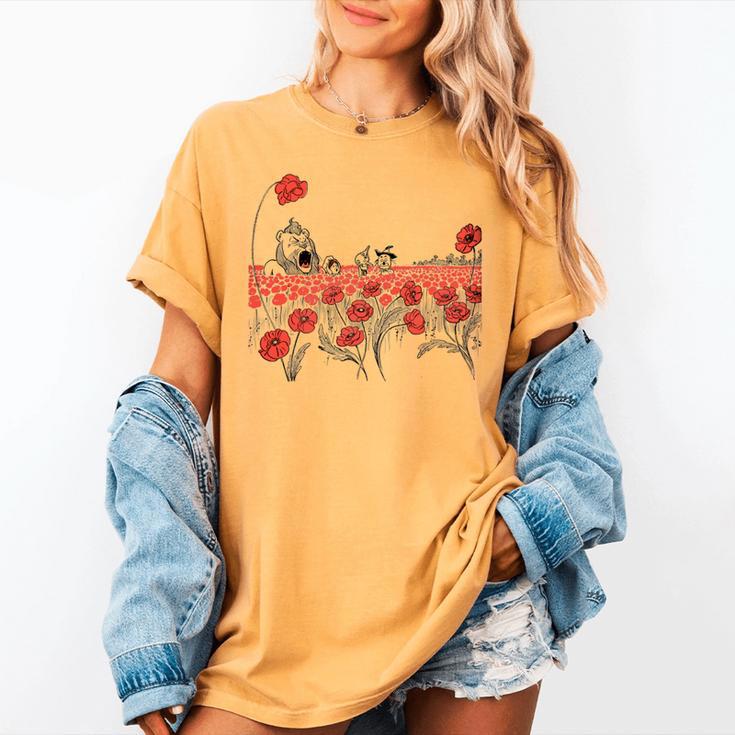 Poppy Field Wizard Of Oz Cowardly Brave Lion Book Women's Comfort Colors T-Shirt