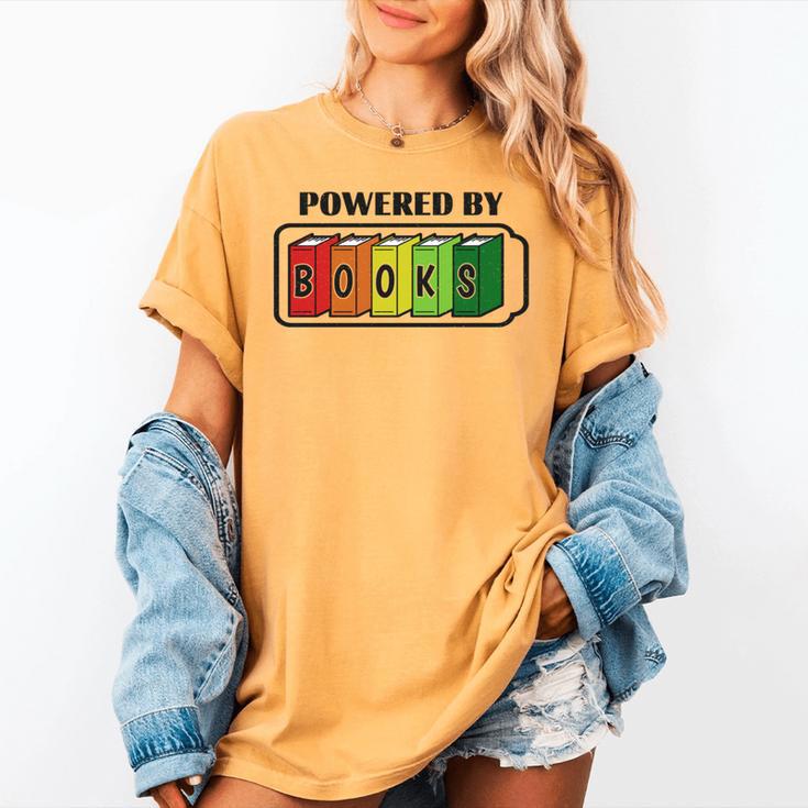 Powered By Books Bookworm Librarian Reading Women's Comfort Colors T-Shirt