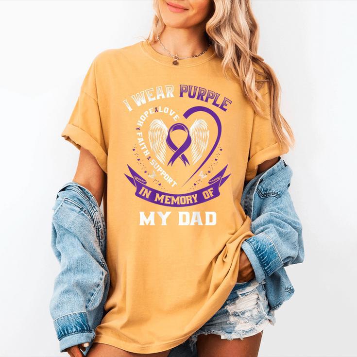 Purple In Memory Of My Dad Pancreatic Cancer Back Graphic Women's Comfort Colors T-Shirt