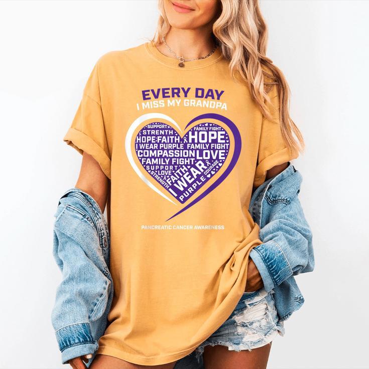 Purple In Memory Of My Grandpa Pancreatic Cancer Awareness Women's Comfort Colors T-Shirt