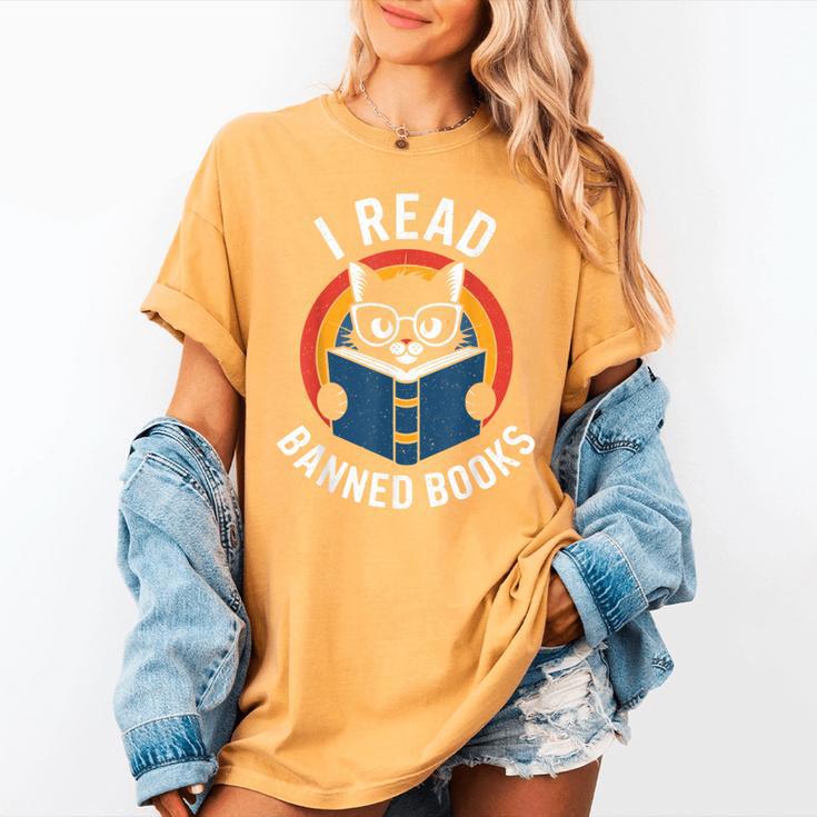 I Read Banned Books For Men Women Cat Banned Books Women's Comfort Colors T-Shirt I Read Banned Books For Men Women Cat Banned Books Women's Comfort Colors T-Shirt