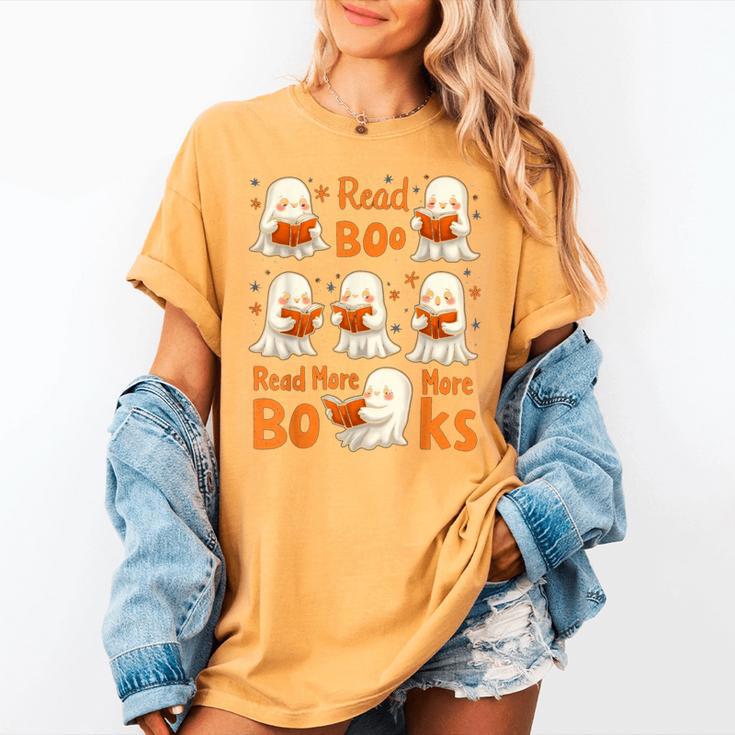 Read Boo KS Read More Bo KS Cute Ghost Reading Book Women's Comfort Colors T-Shirt