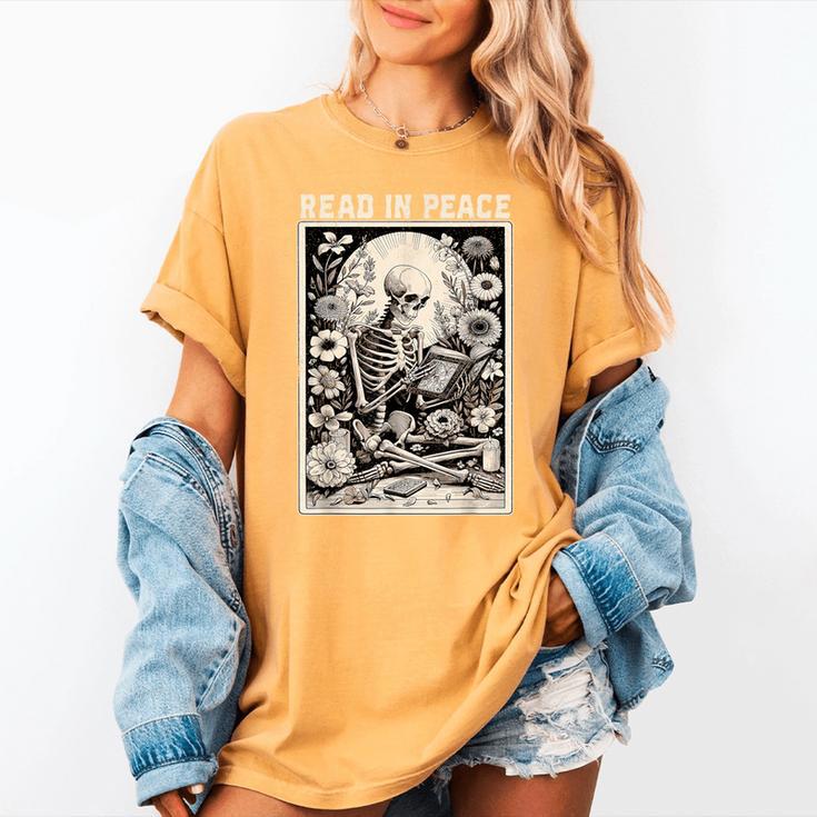 Read In Peace Skeleton Book Lover Bookworm Book Women's Comfort Colors T-Shirt