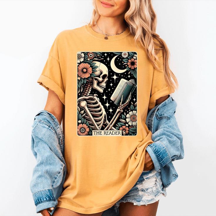 The Reader Tarot Card Skeleton Reading Book Bookworm Bookish Women's Comfort Colors T-Shirt The Reader Tarot Card Skeleton Reading Book Bookworm Bookish Women's Comfort Colors T-Shirt