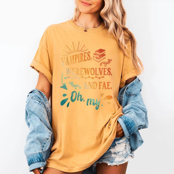 Readers Books Lovers BFF Books Club Paranormal Romance Reading Book Vampires Werewolves & Fae -Adults Short Sleeve Women's Comfort Colors T-Shirt