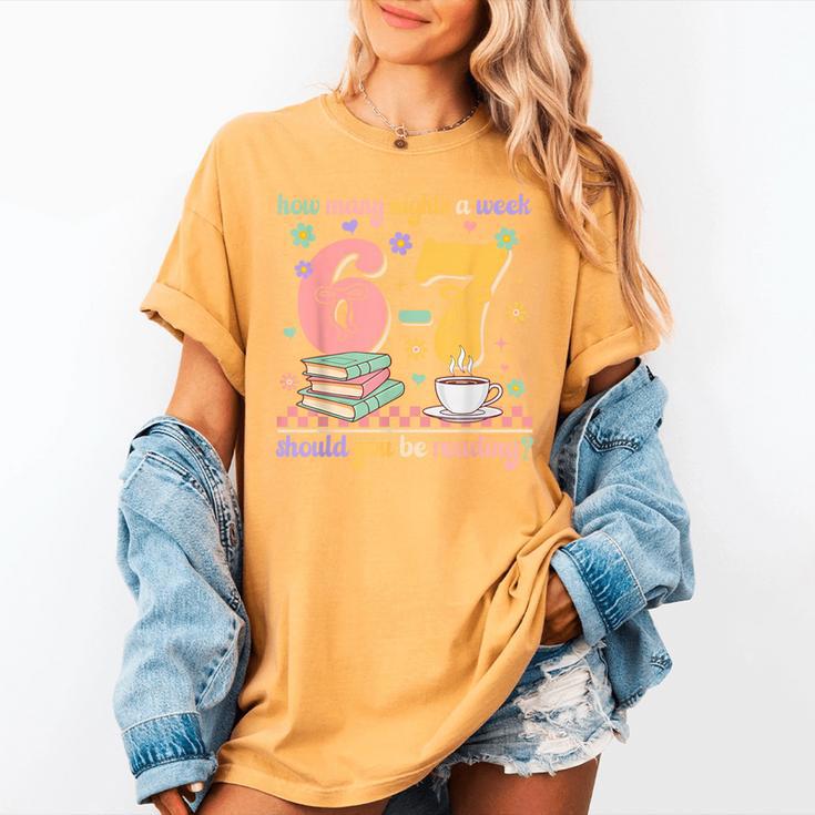 Reading 67 Teacher Six Seven Reading 6 7 Book Lover Women's Comfort Colors T-Shirt