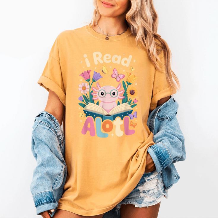 Reading Axolotl Book Lover Wildflowers Women's Comfort Colors T-Shirt