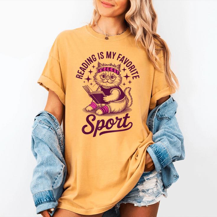 Reading Is My Favorite Sport Cat And Book Lover Women Women's Comfort Colors T-Shirt