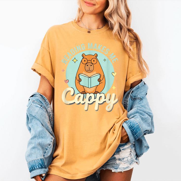Reading Makes Me Cappy Bookworm Capybara Book Reading Women's Comfort Colors T-Shirt Reading Makes Me Cappy Bookworm Capybara Book Reading Women's Comfort Colors T-Shirt