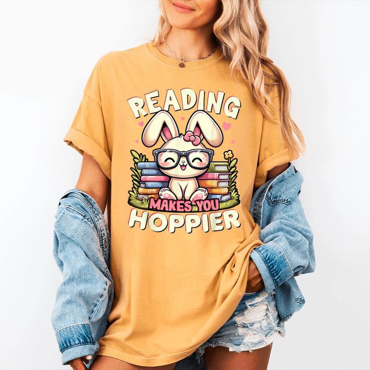 Reading Makes You Hoppier Bunny Book Fans Toddler Kid Women's Comfort Colors T-Shirt