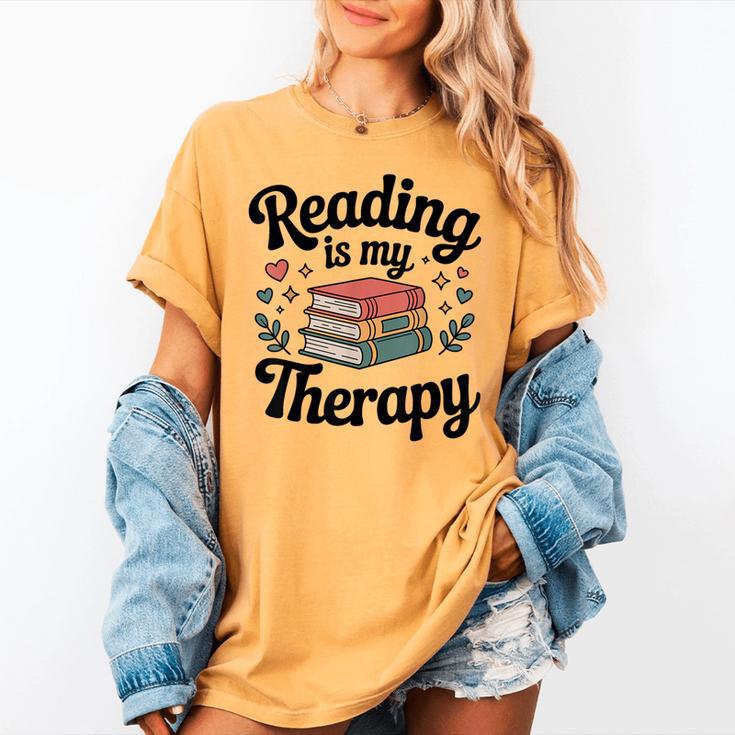 Reading Is My Therapy Book Lover Bookworm Women's Comfort Colors T-Shirt